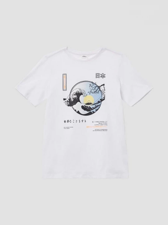 Foto van product T-shirt met print op de voorkant s.Oliver wit