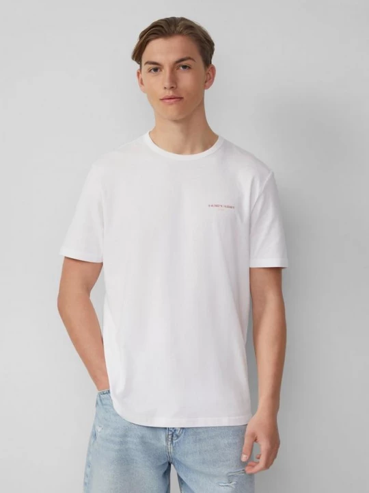 Foto van product T-shirt met print op voor- en achterkant QS wit
