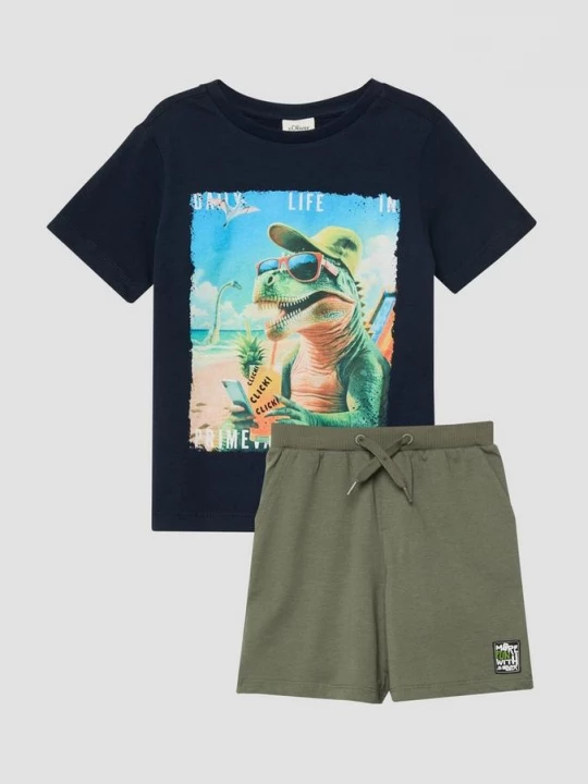 Foto van product T-shirt met print op voorkant en tricot bermuda shortset s.Oliver