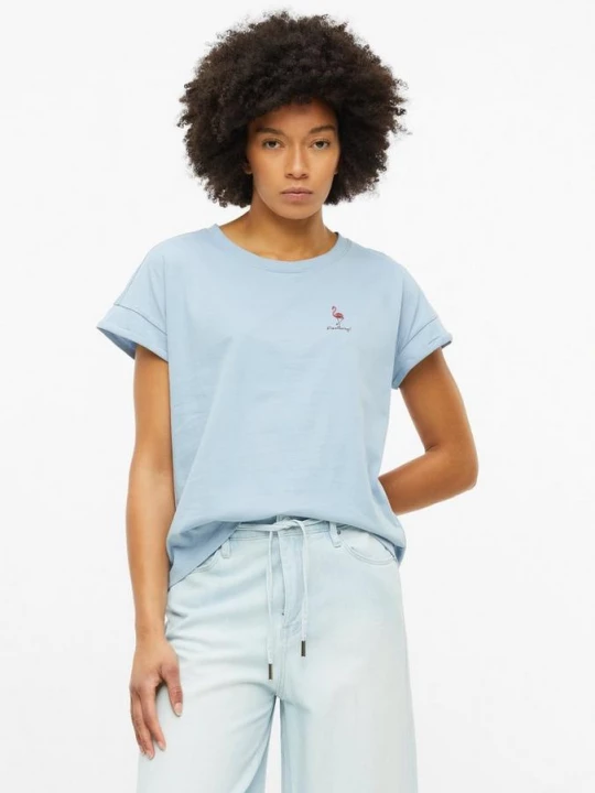 Foto van product T-shirt met print op voorkant s.Oliver blauw