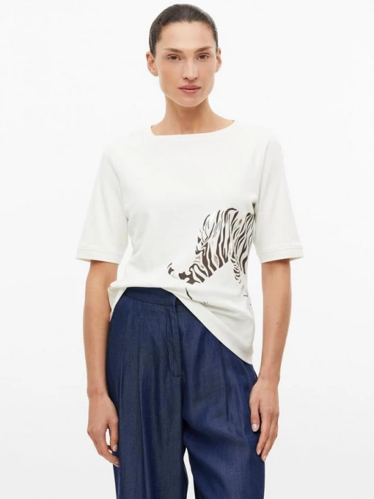 Foto van product T-shirt met print op voorkant s.Oliver crème
