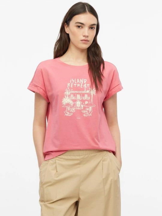 Foto van product T-shirt met print op voorkant s.Oliver roze