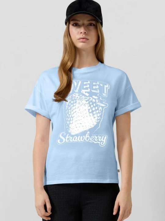 Foto van product T-shirt met print op voorzijde QS blauw