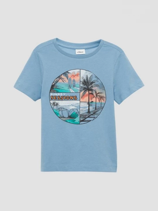 Foto van product T-shirt met print op voorzijde s.Oliver blauw