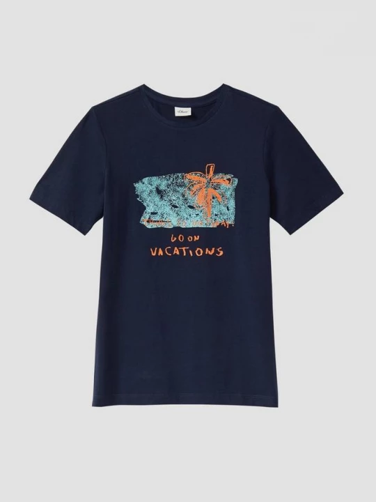 Foto van product T-shirt met print op voorzijde s.Oliver blauw