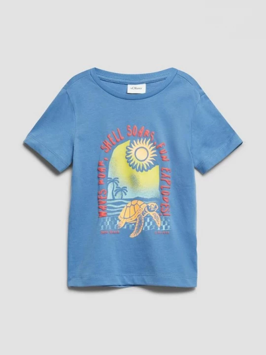Foto van product T-shirt met print op voorzijde s.Oliver blauw