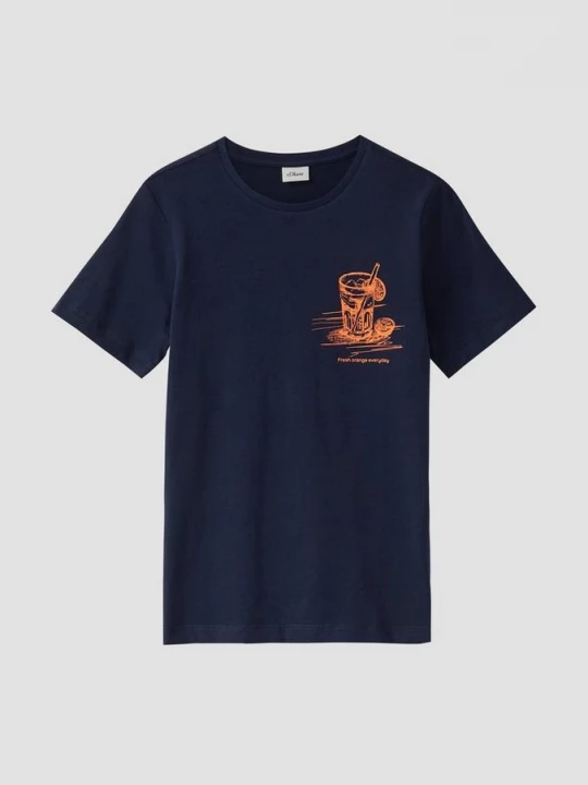 Foto van product T-shirt met print op voorzijde s.Oliver blauw