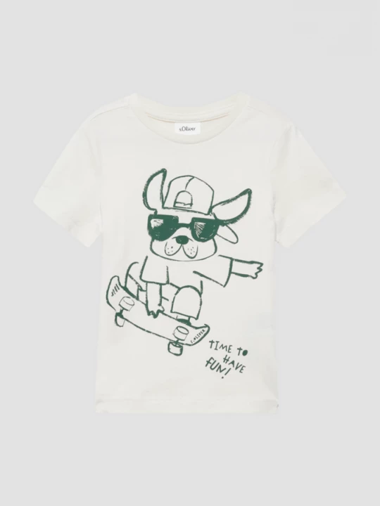 Foto van product T-shirt met print op voorzijde s.Oliver crème