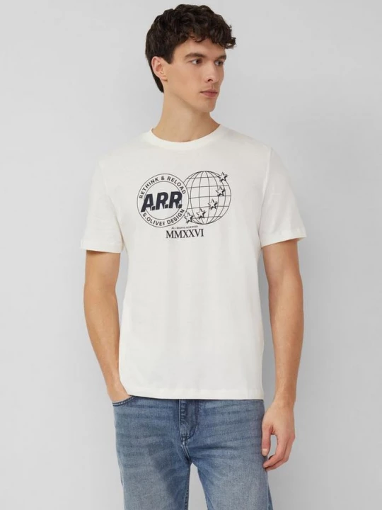 Foto van product T-shirt met print op voorzijde s.Oliver crème