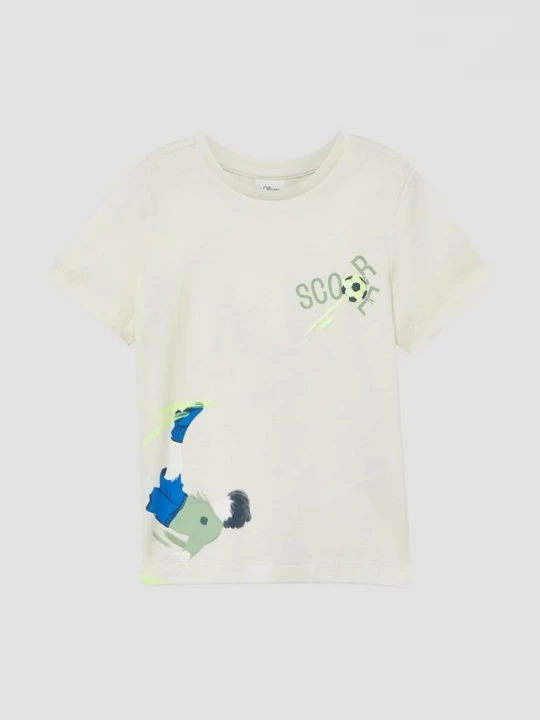 Foto van product T-shirt met print op voorzijde s.Oliver crème