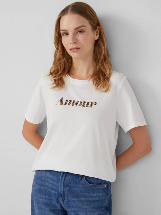 Foto van product T-shirt met print op voorzijde s.Oliver wit