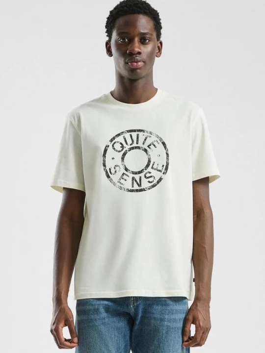 Foto van product T-shirt met print QS crème