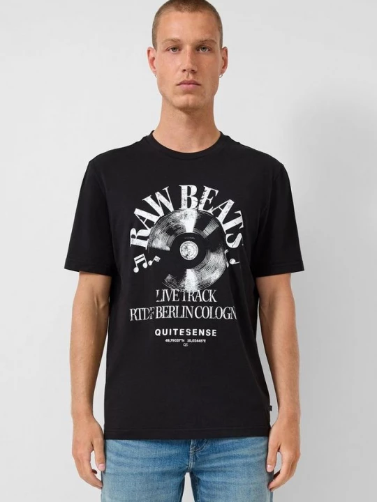 Foto van product T-shirt met print QS zwart
