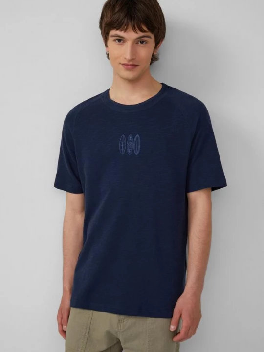 Foto van product T-shirt met raglanmouwen, slubstructuur en borduursel s.Oliver blauw