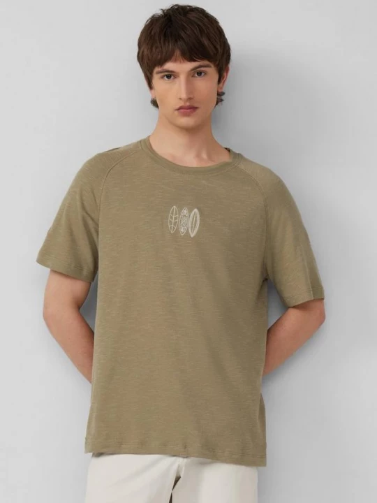 Foto van product T-shirt met raglanmouwen, slubstructuur en borduursel s.Oliver olijfgroen