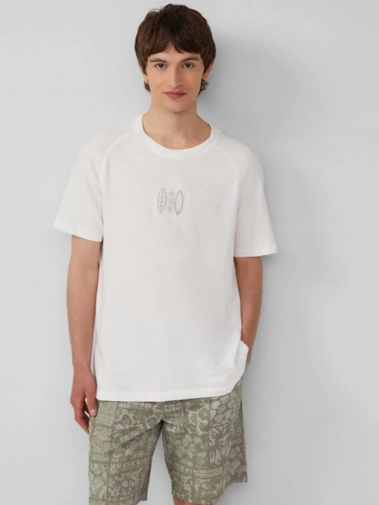 Foto van product T-shirt met raglanmouwen, slubstructuur en borduursel s.Oliver wit