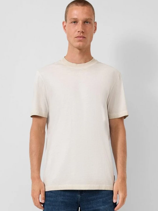 Foto van product T-shirt met ronde hals en gewassen effect in een relaxte pasvorm QS beżowy