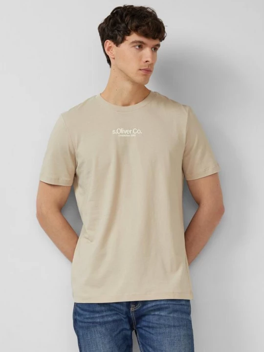 Foto van product T-shirt met ronde hals en logoprint s.Oliver beżowy