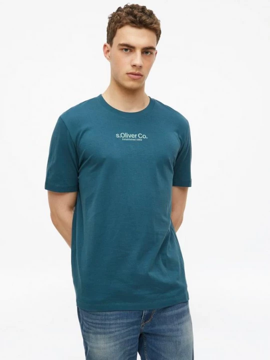 Foto van product T-shirt met ronde hals en logoprint s.Oliver blauw