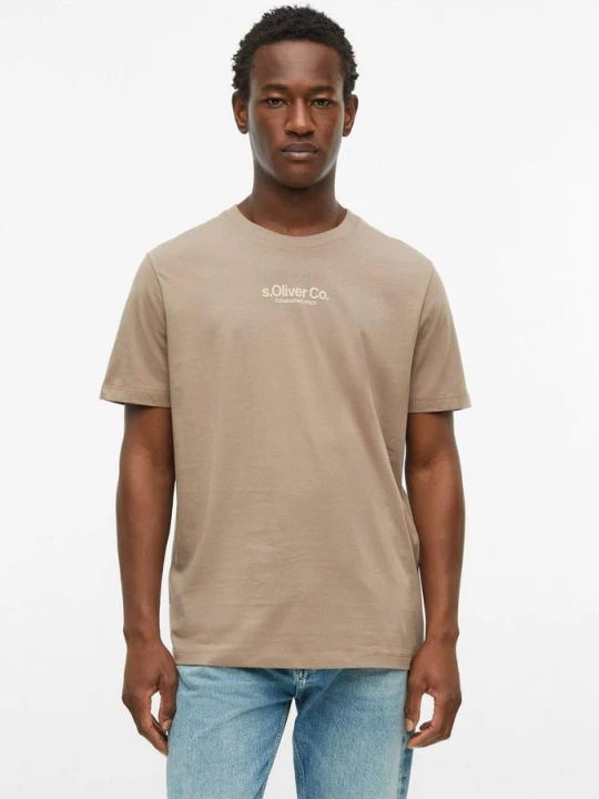 Foto van product T-shirt met ronde hals en logoprint s.Oliver bruin