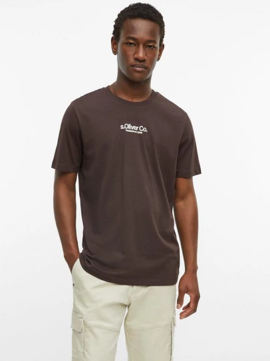 Foto van product T-shirt met ronde hals en logoprint s.Oliver bruin