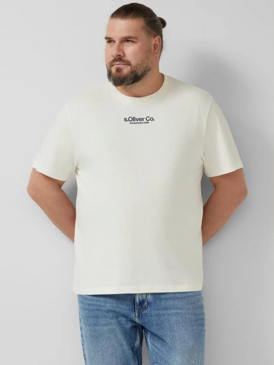 Foto van product T-shirt met ronde hals en logoprint s.Oliver crème