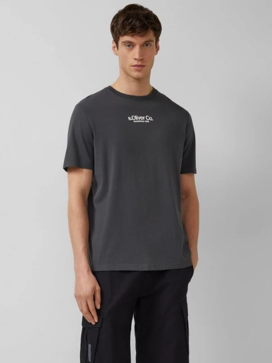 Foto van product T-shirt met ronde hals en logoprint s.Oliver grijs
