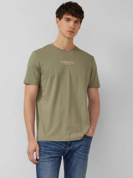 Foto van product T-shirt met ronde hals en logoprint s.Oliver olijfgroen