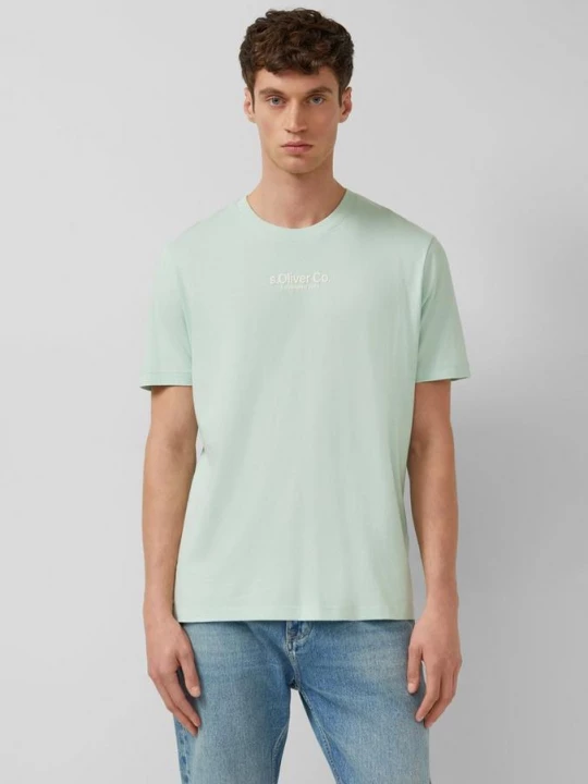 Foto van product T-shirt met ronde hals en logoprint s.Oliver turkooizen