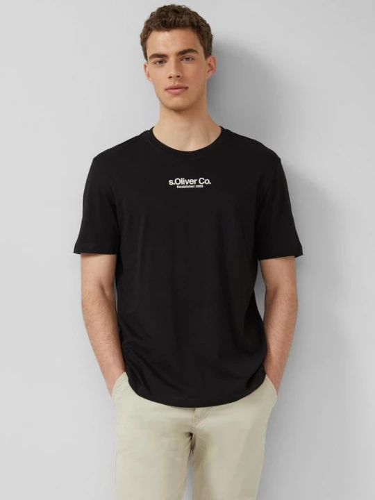 Foto van product T-shirt met ronde hals en logoprint s.Oliver zwart