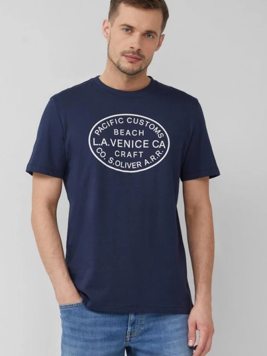 Foto van product T-shirt met ronde hals en print op de voorkant s.Oliver blauw