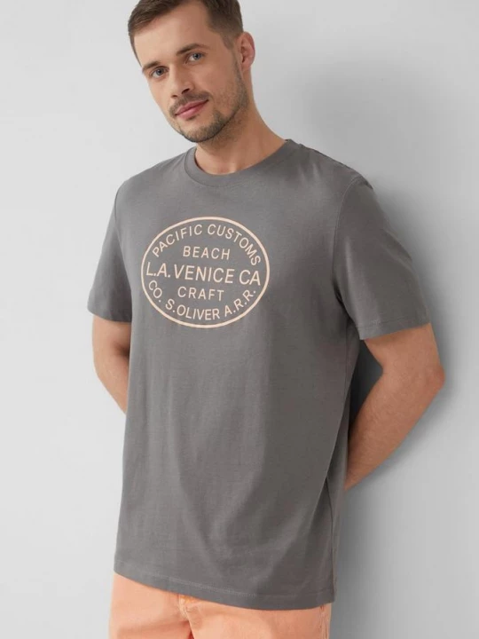 Foto van product T-shirt met ronde hals en print op de voorkant s.Oliver grijs