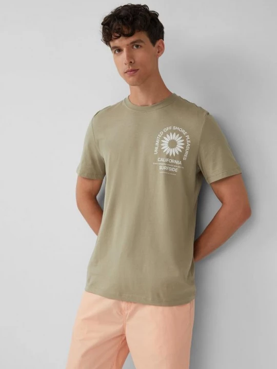 Foto van product T-shirt met ronde hals en print op de voorkant s.Oliver olijfgroen