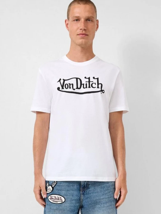 Foto van product T-shirt met ronde hals en print op voorzijde | QS x Von Dutch wit