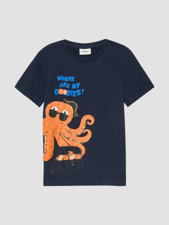 Foto van product T-shirt met schuimopdruk s.Oliver blauw