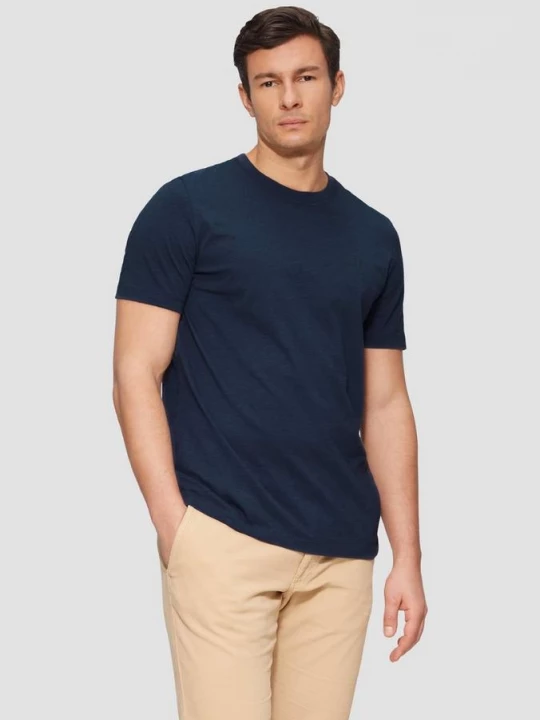 Foto van product T-shirt met slubstructuur en logoprint s.Oliver blauw