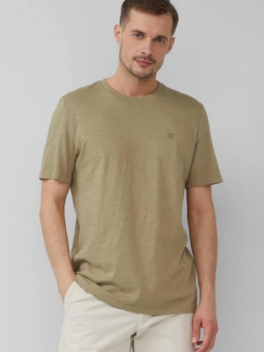 Foto van product T-shirt met slubstructuur en logoprint s.Oliver olijfgroen