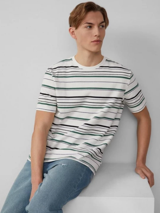 Foto van product T-shirt met strepen van zware jersey QS crème