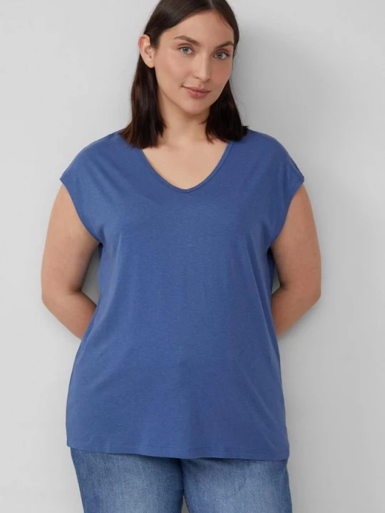 Foto van product T-shirt met V-hals in een relaxed fit s.Oliver blauw