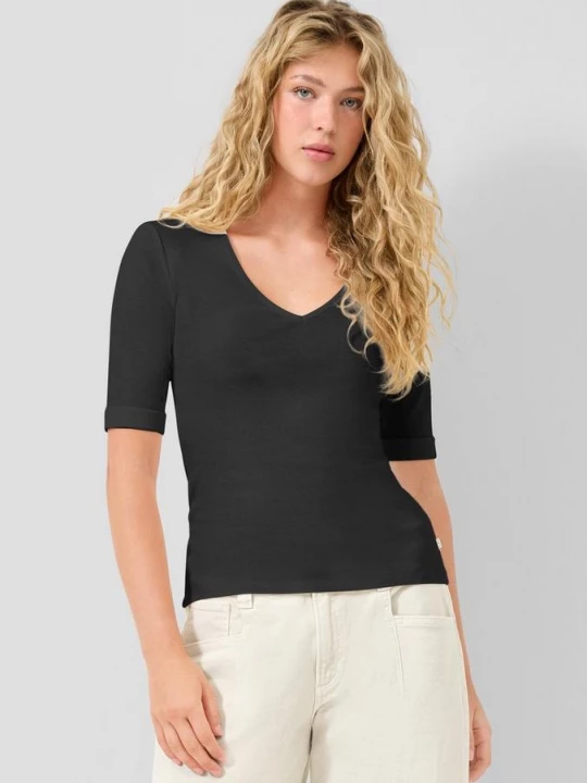 Foto van product T-shirt met V-hals QS blauw