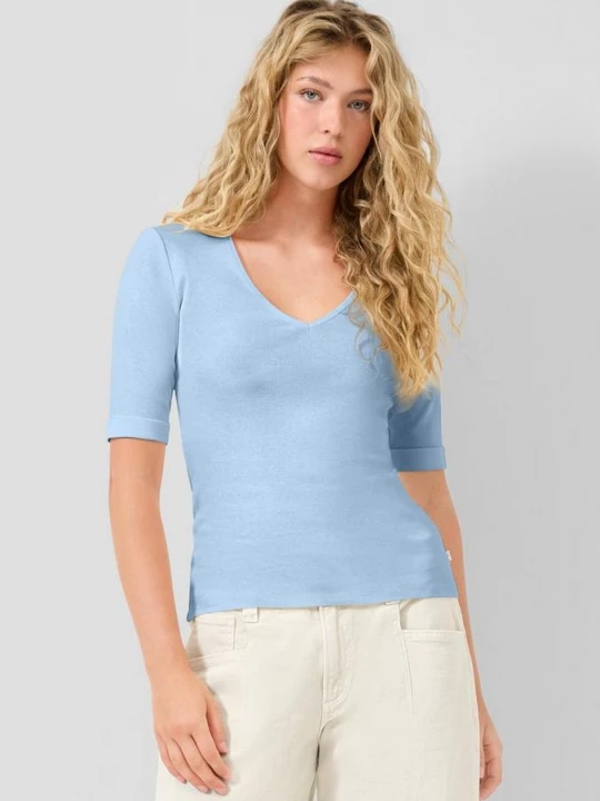 Foto van product T-shirt met V-hals QS blauw