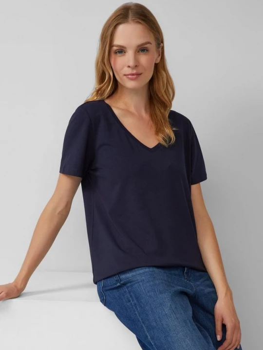 Foto van product T-shirt met V-hals s.Oliver blauw