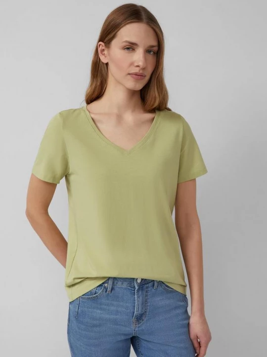 Foto van product T-shirt met V-hals s.Oliver olijfgroen