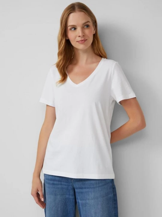 Foto van product T-shirt met V-hals s.Oliver wit