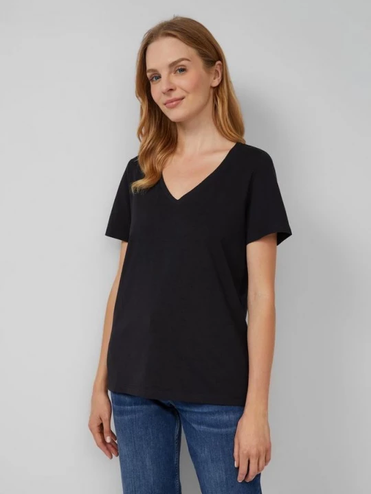 Foto van product T-shirt met V-hals s.Oliver zwart