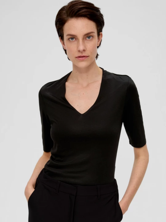 Foto van product T-shirt met V-hals s.Oliver zwart
