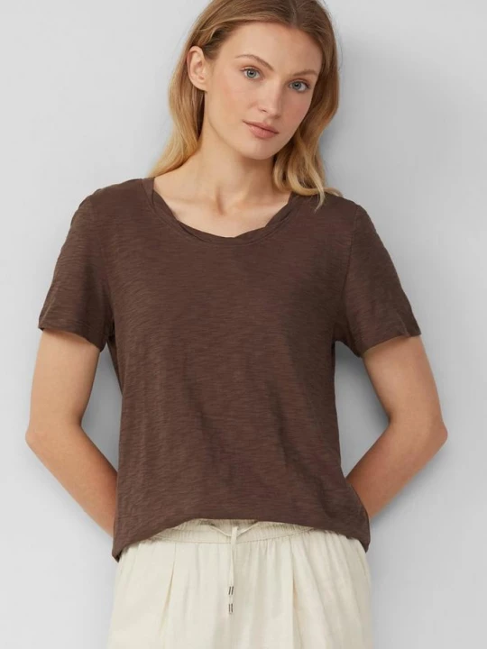 Foto van product T-shirt met vlamgarenstructuur en halslijndetail s.Oliver bruin