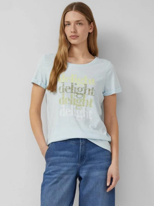 Foto van product T-shirt met vlamgarenstructuur en print s.Oliver blauw