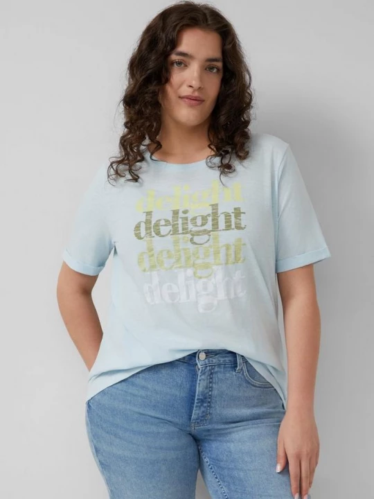 Foto van product T-shirt met vlamgarenstructuur en print s.Oliver blauw