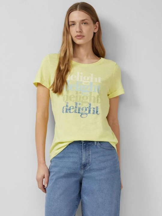 Foto van product T-shirt met vlamgarenstructuur en print s.Oliver geel